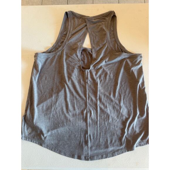 Athleta Gray Back Keyhole Cutout Sleeveless Tank Curved Hem Sz L - Picture 3 of 7